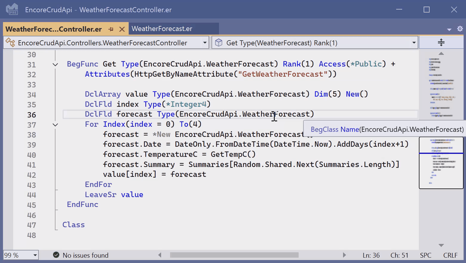 Using Go To Definition to edit an item's code definition.