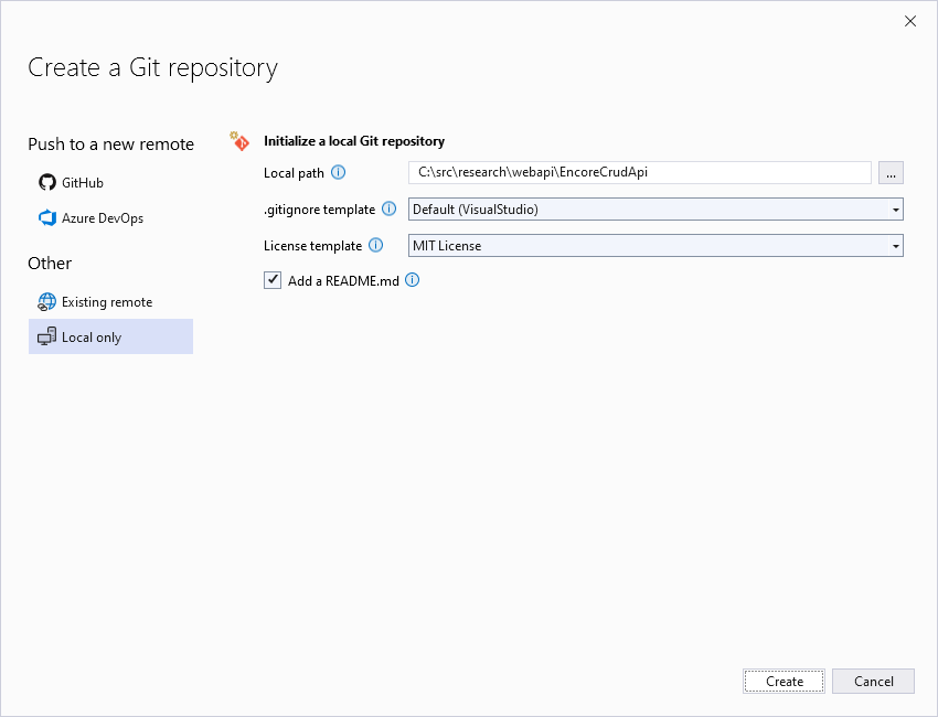Create a local Git repo.