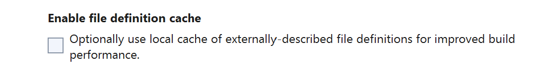 The file definition cache is shown "disabled"
