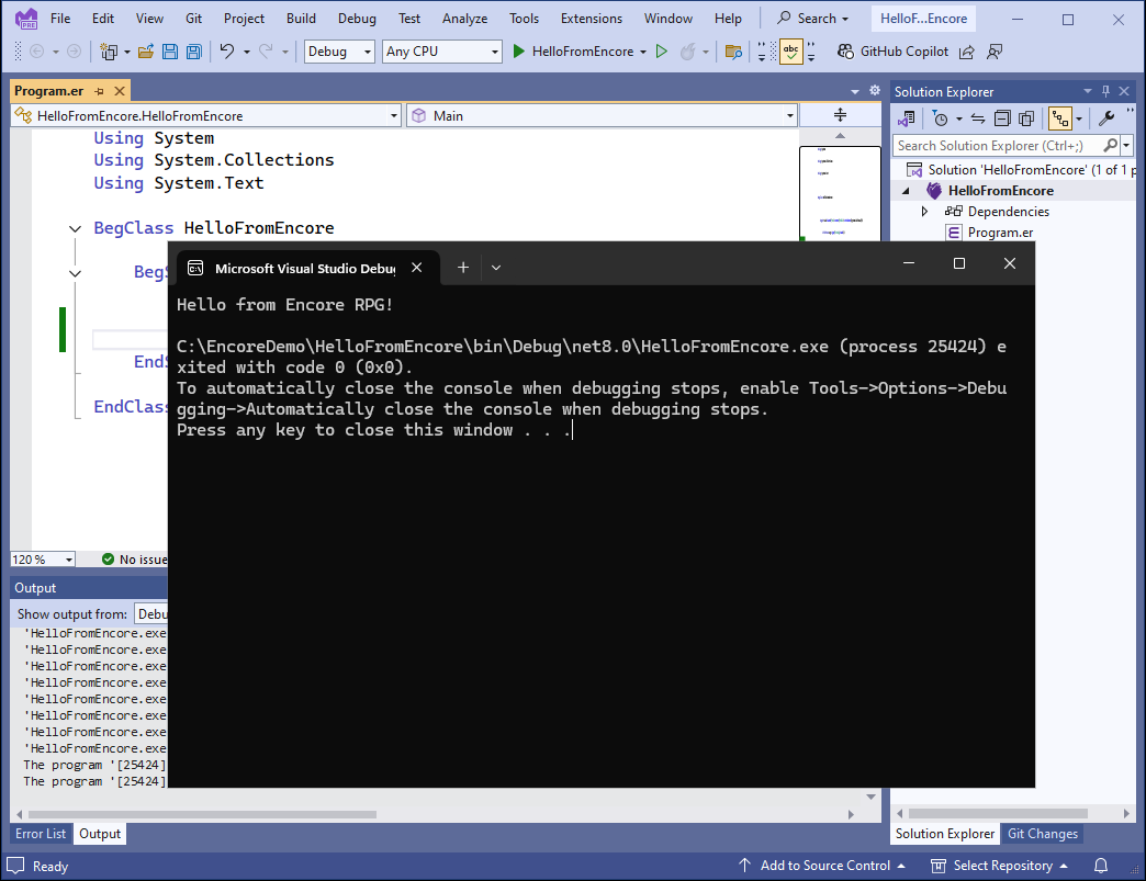 Save changes, build the project, and run via `F5`!